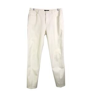 Peace Of Cloth Pants Womens Size 8 White Stretch Straight Cut Flat Front